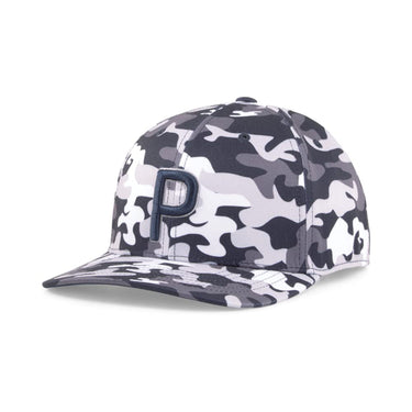 Puma Golf Men's Camo Pattern P Hat, Navy Blazer-High Rise, One Size-Golf Tech