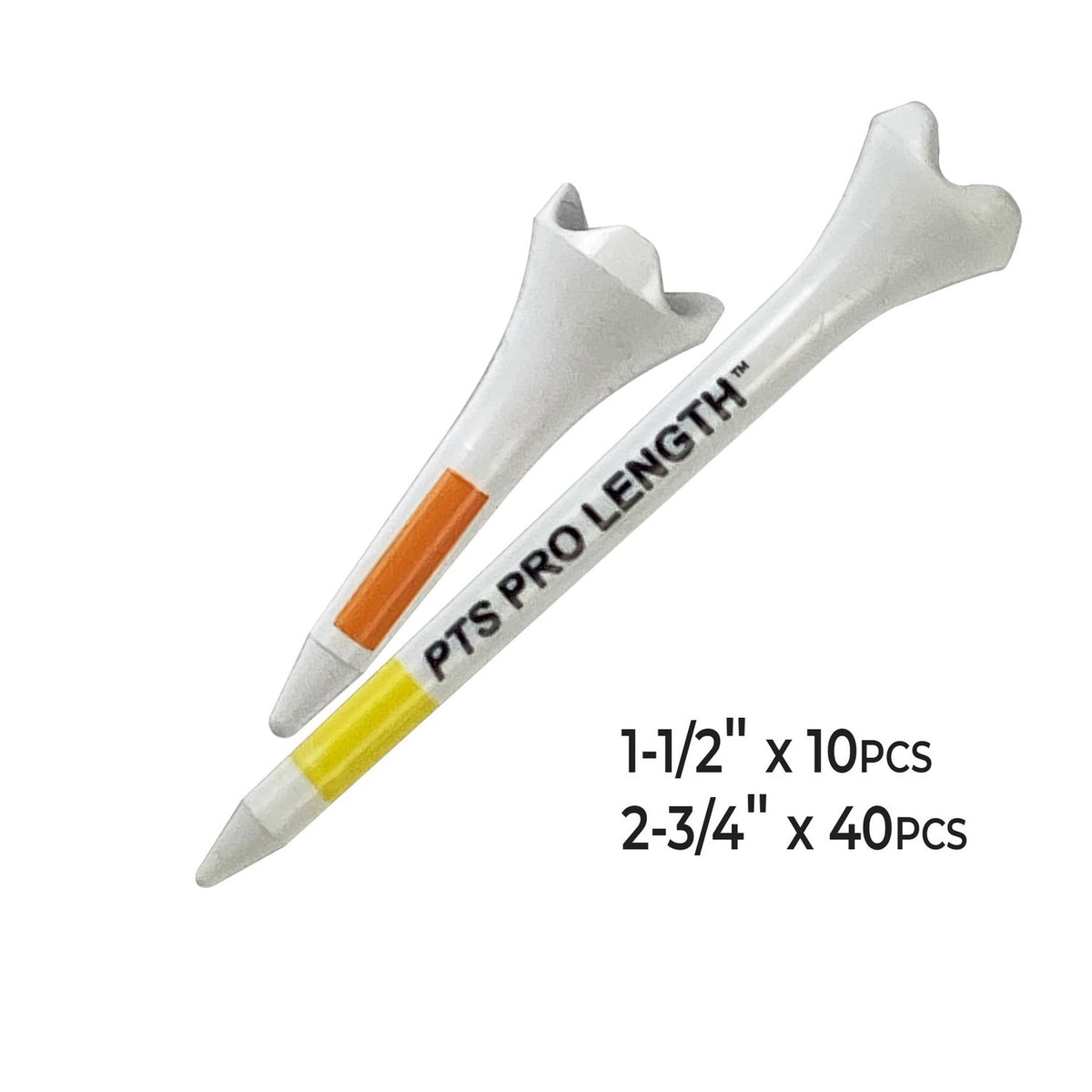 Pride Professional Tee System Plastic Golf Tees (Pack of 50), 40 Count 2-3/4-Inch + 10 Count 1-1/2-Inch,White-Golf Tech