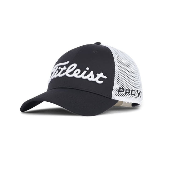 Titleist Tour Performance Mesh Hat (Black/White, Adjustable) Golf Cap