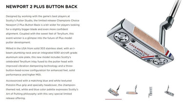 NEW Scotty Cameron CHAMPIONS CHOICE BUTTON BACK Newport Plus 1.5 2 34 35 LH RH