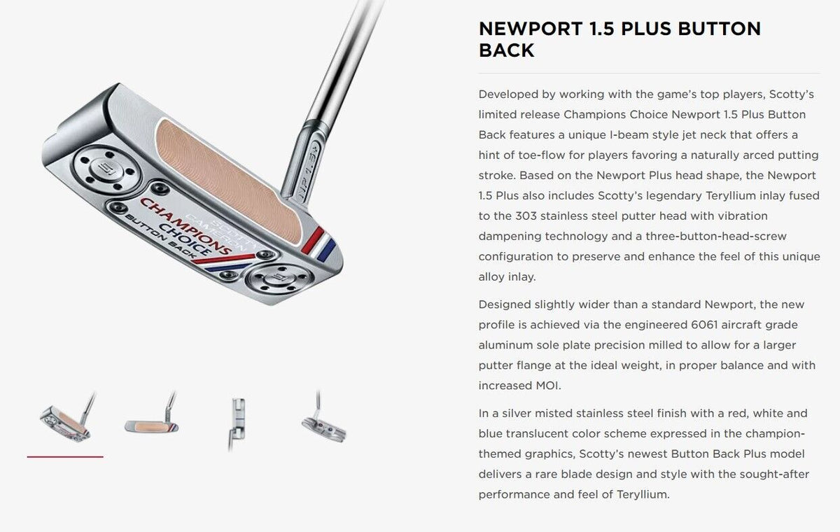 NEW Scotty Cameron CHAMPIONS CHOICE BUTTON BACK Newport Plus 1.5 2 34 35 LH RH