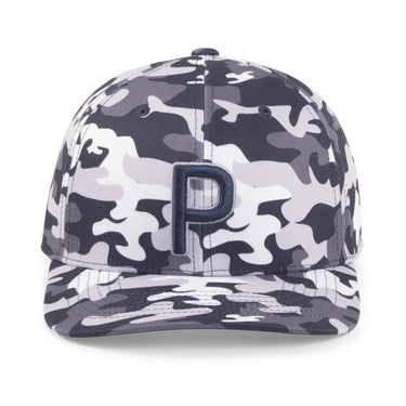 Puma Golf Men's Camo Pattern P Hat, Navy Blazer-High Rise, One Size-Golf Tech