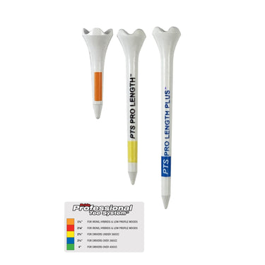 Pride Professional Tee System Plastic Golf Tees (Pack of 50), 40 Count 3-1/4-Inch + 10 Count 1-1/2-Inch,White-Golf Tech