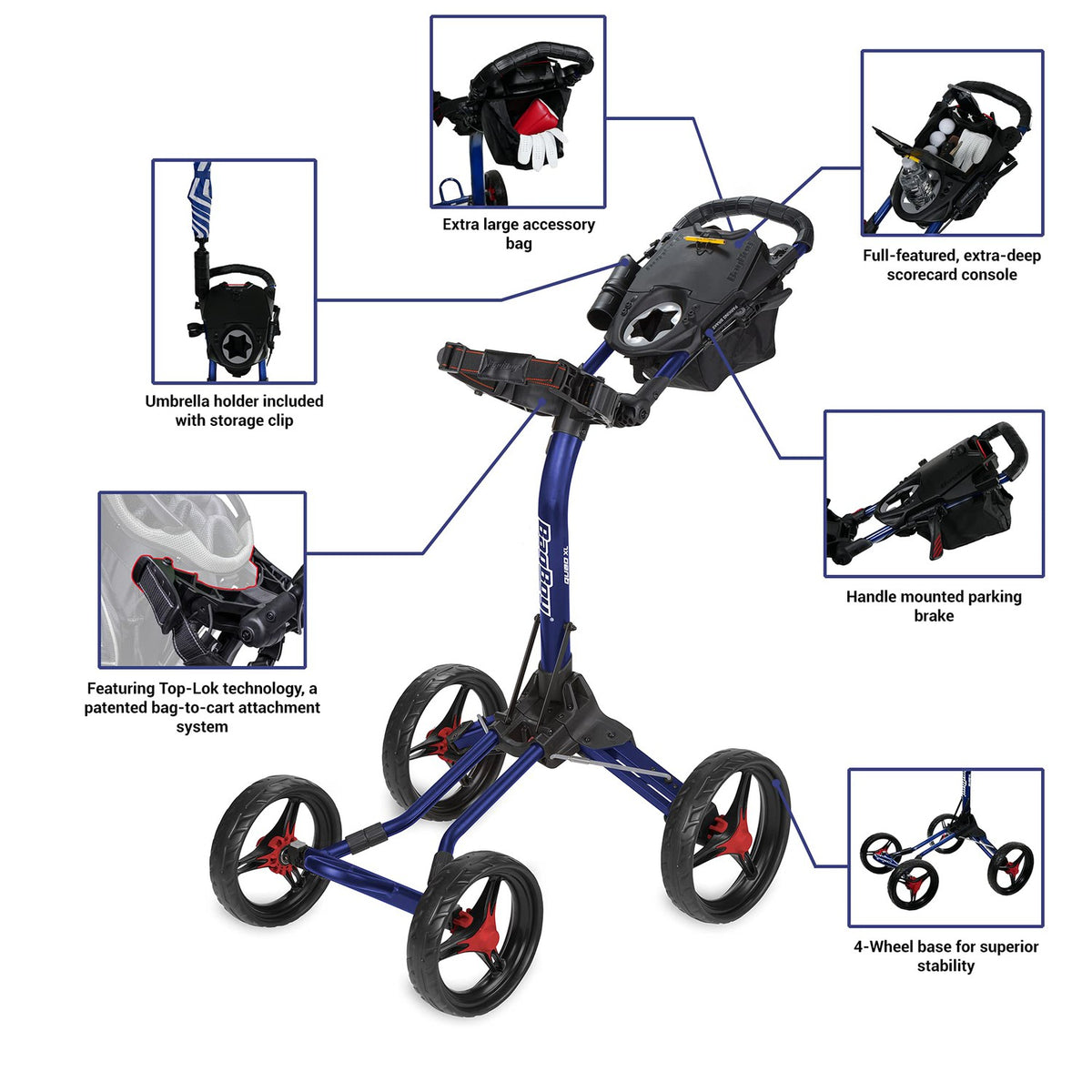 Bag Boy Quad XL Push Cart-Golf Tech