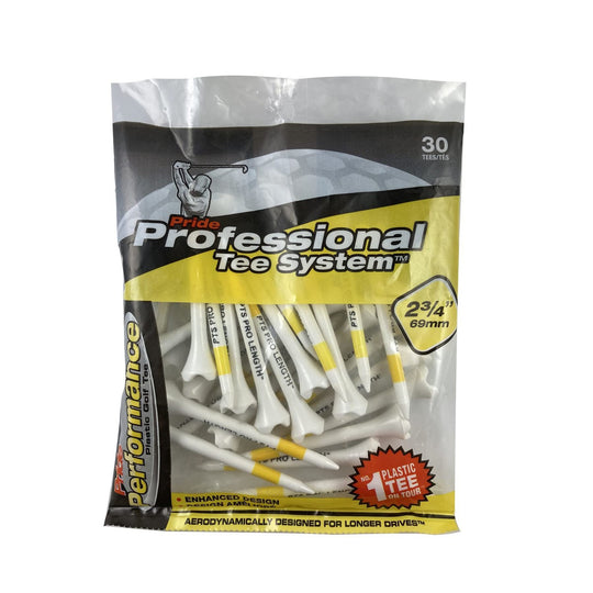 Pride Performance Professional Tee System Plastic Golf Tees (30 Count) , Yellow, 2-3/4 Inch