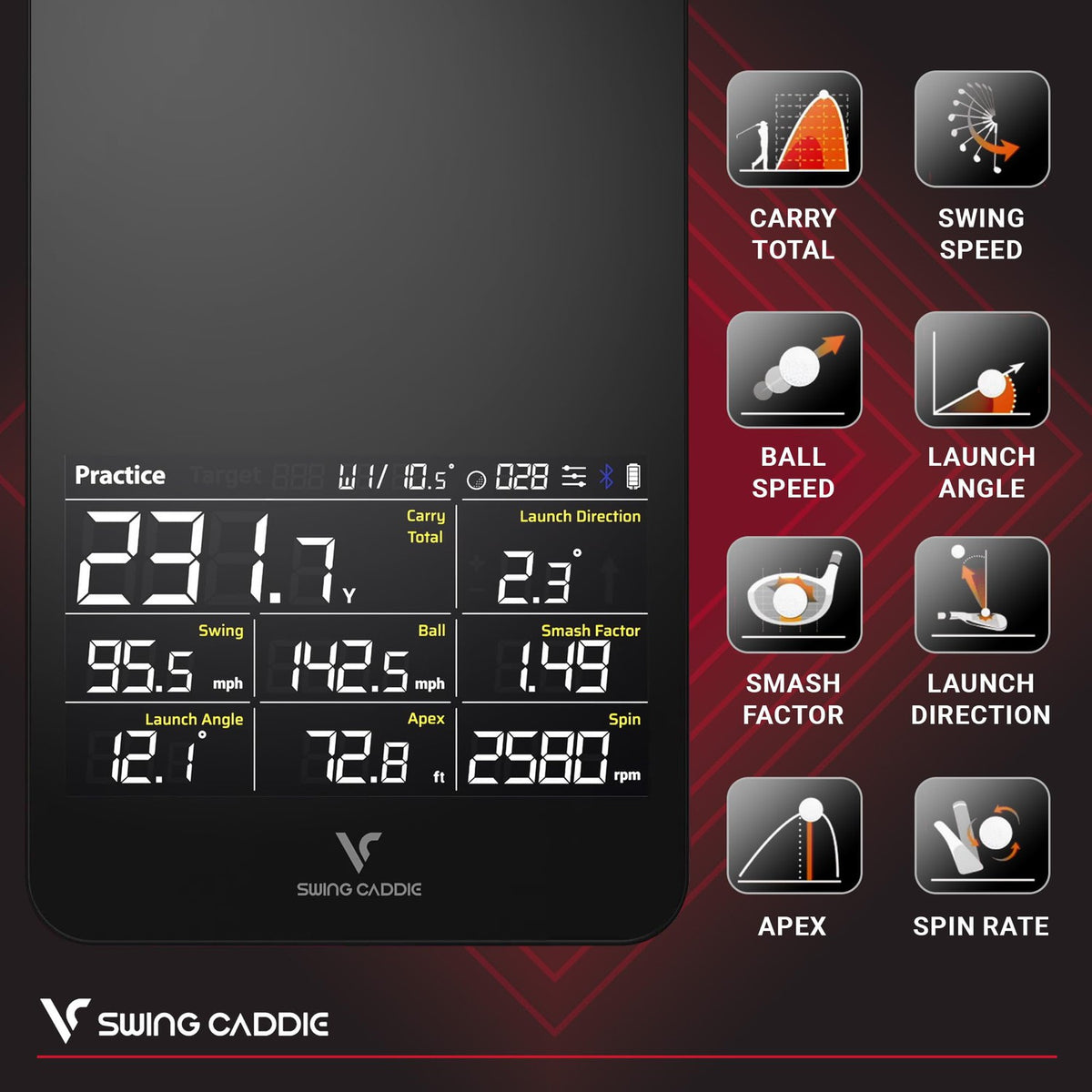 Voice Caddie Portable Golf Launch Monitor and Swing Analyzer with Real-Time Shot Data Tracking – Ideal Golf Swing Trainer/Training Equipment for Indoor or Outdoor Use, 12-Hr Battery Life-Golf Tech