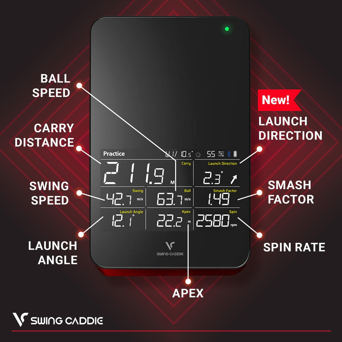 Voice Caddie Portable Golf Launch Monitor and Swing Analyzer with Real-Time Shot Data Tracking – Ideal Golf Swing Trainer/Training Equipment for Indoor or Outdoor Use, 12-Hr Battery Life-Golf Tech
