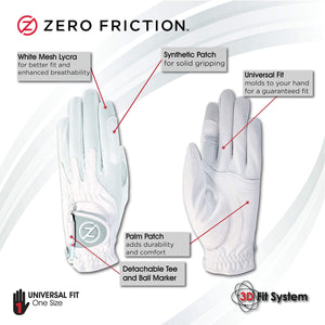 Zero Friction Ladies Compression-Fit Synthetic Golf Gloves, Universal Fit One Size-Golf Tech