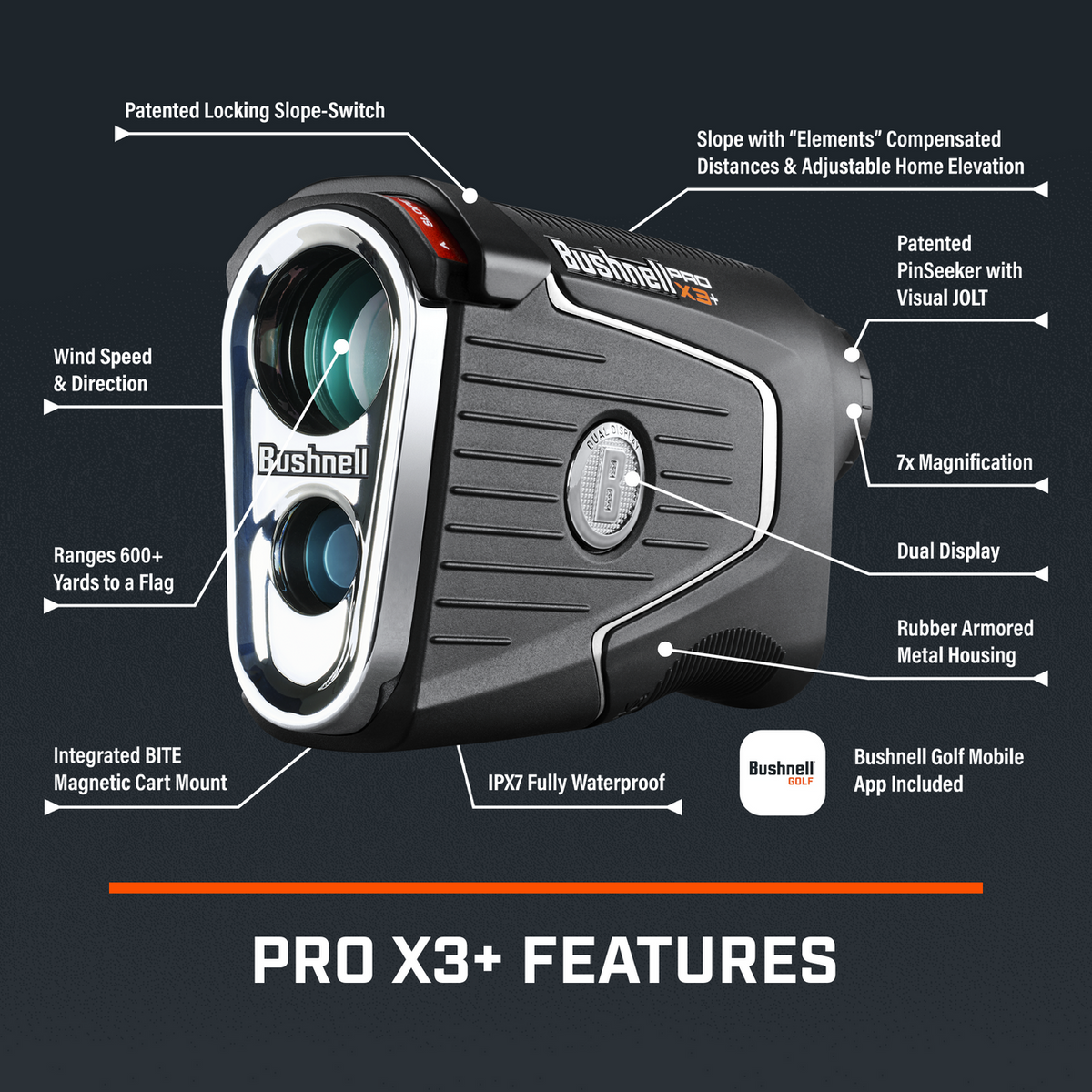 New Bushnell Pro X3+ Golf Laser Rangefinder