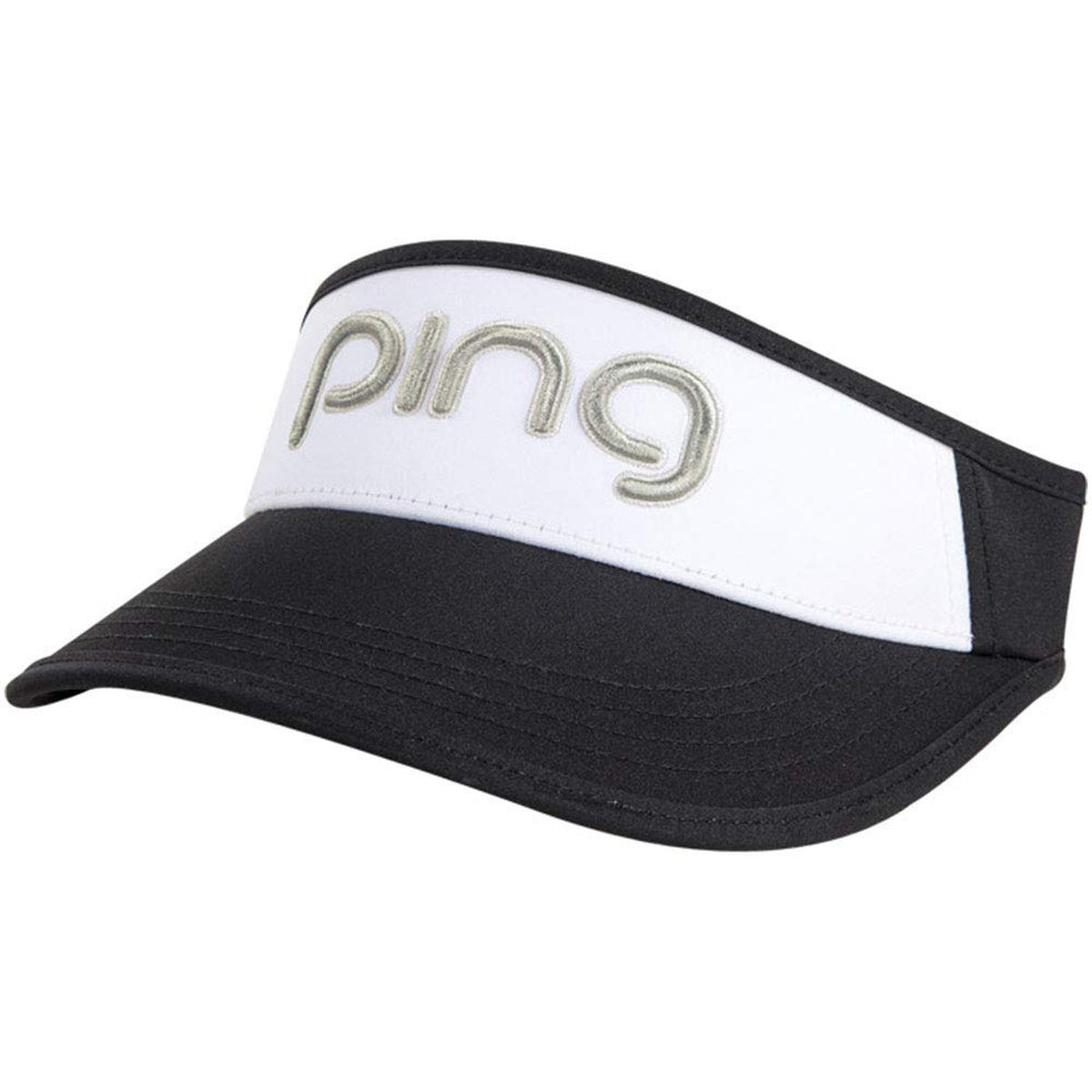 PING Ladies Visor Black White Silver Golf Tech