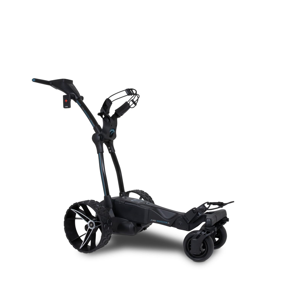 MGI Navigator Ai GPS+ Electric Golf Cart - 36 Hole Lithium Battery - Remote Control - Accessories Included (Drink, Umbrella, & GPS Phone Holder), Black-Golf Tech