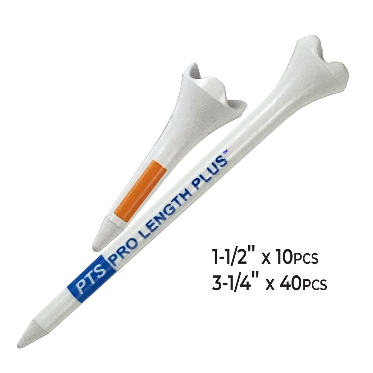 Pride Professional Tee System Plastic Golf Tees (Pack of 50), 40 Count 3-1/4-Inch + 10 Count 1-1/2-Inch,White-Golf Tech
