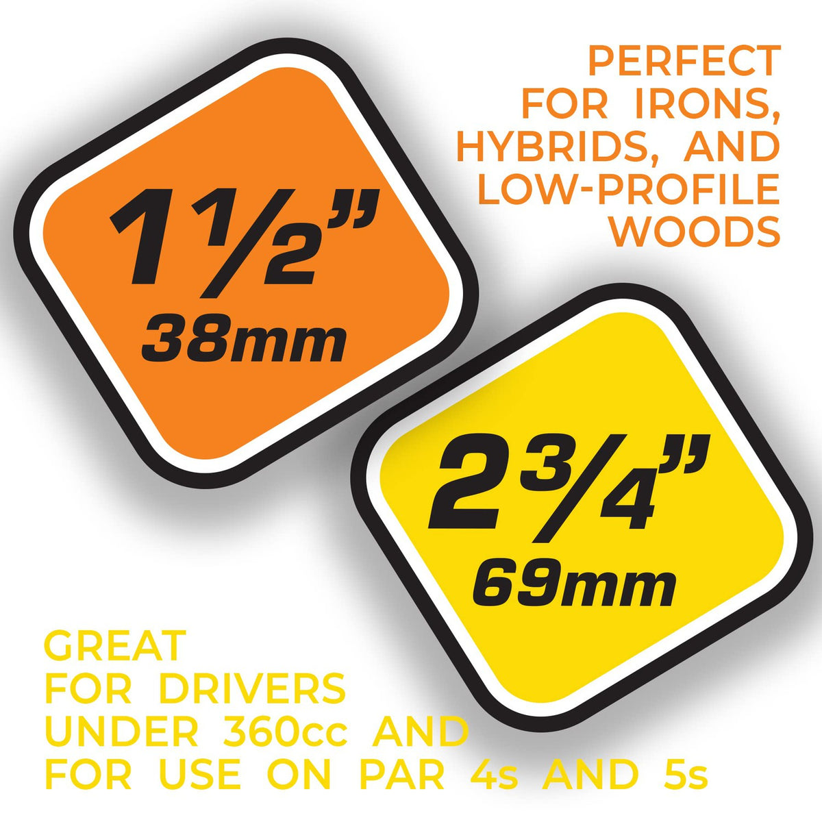 Pride Professional Tee System Plastic Golf Tees (Pack of 50), 40 Count 2-3/4-Inch + 10 Count 1-1/2-Inch,White-Golf Tech