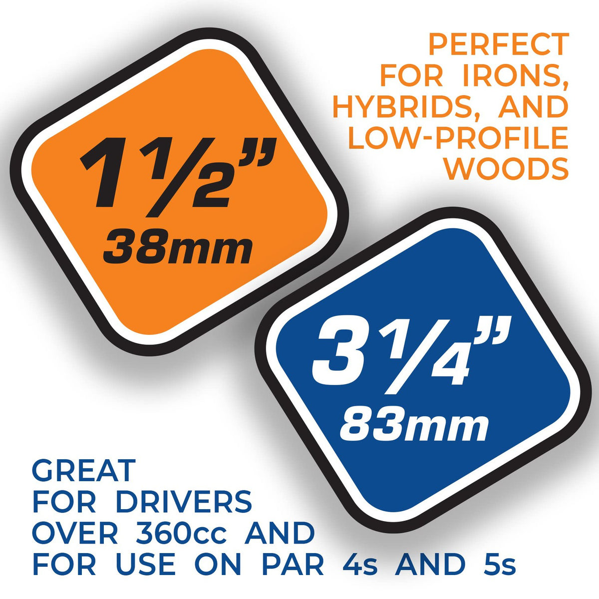 Pride Professional Tee System Plastic Golf Tees (Pack of 50), 40 Count 3-1/4-Inch + 10 Count 1-1/2-Inch,White-Golf Tech