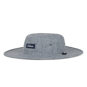 Titleist Special Edition 1 Size Fits All Classic Ultra Lightweight Polyester Charleston Aussie Golf Bucket Hat Cap, Heathered Storm/White-Golf Tech