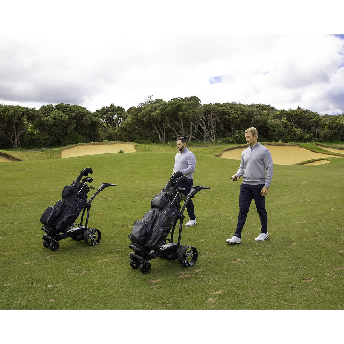 MGI Navigator Ai GPS+ Electric Golf Cart - 36 Hole Lithium Battery - Remote Control - Accessories Included (Drink, Umbrella, & GPS Phone Holder), Black-Golf Tech